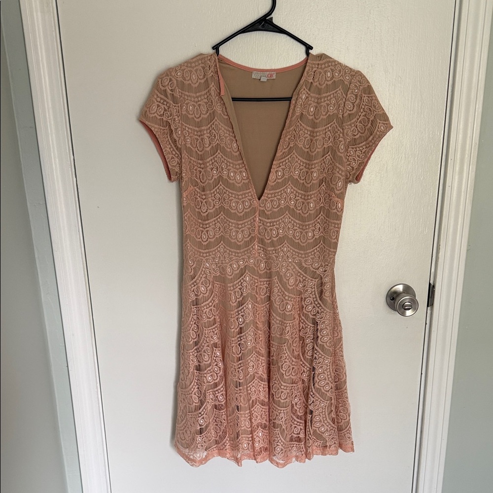 Gianni Bini Blush Lace Mini Dress